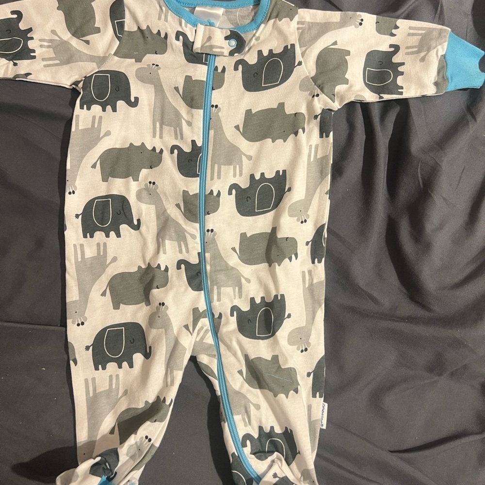 Animal Print Baby Onesie with Blue Accents